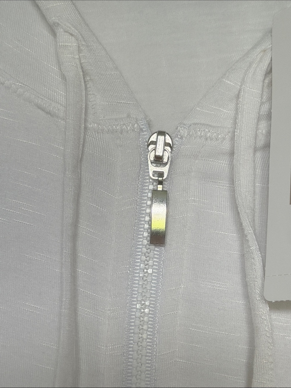 CHICO’S Weekends Slub Zip Hoodie Jacket Optic White Size 3 Women’s XL NWT - Picture 7 of 15